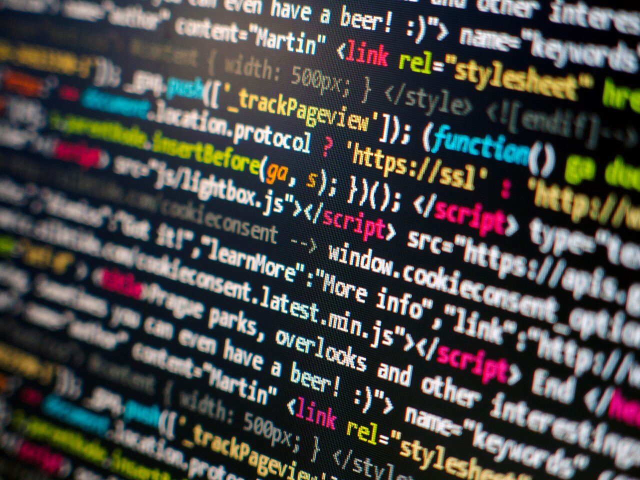 Programming code on screen